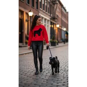 Schnauzer Made by Grandma VTG 90s Red Schnauzer Sweatshirt Fuzzy